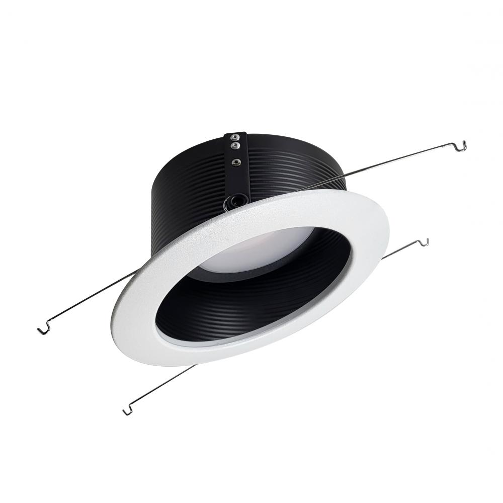 6&#34; Sloped LED Retrofit Baffle, 1200lm / 15W, Selectable CCT, Black Baffle / White Flange
