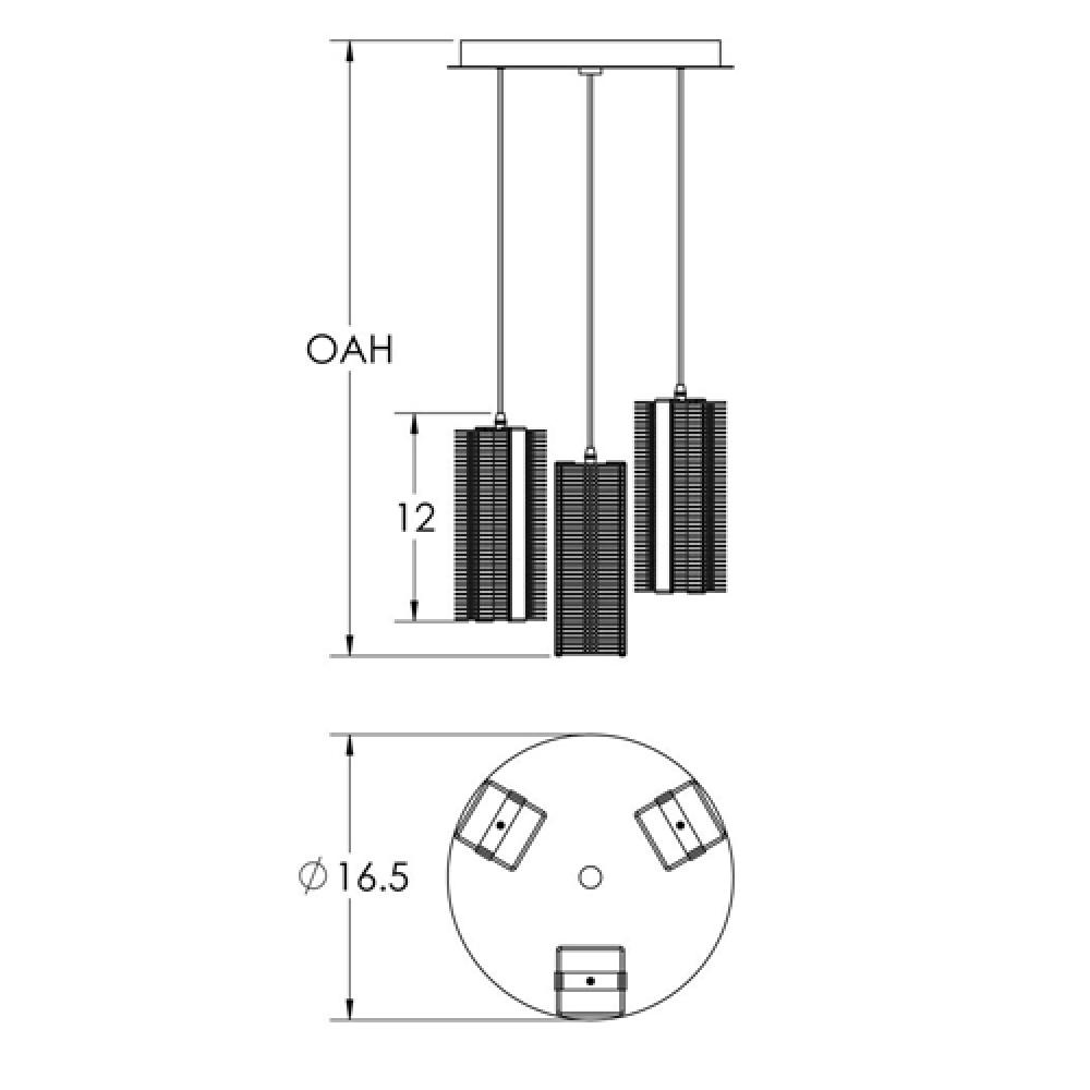 Downtown Mesh Round 3pc Multi-Pendant