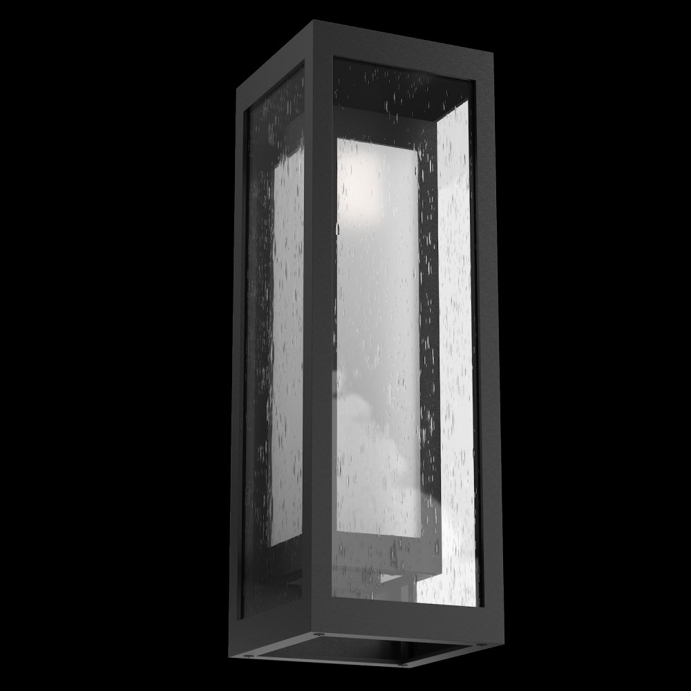 Outdoor Double Box Cover Sconce with Glass-Textured Black-Glass