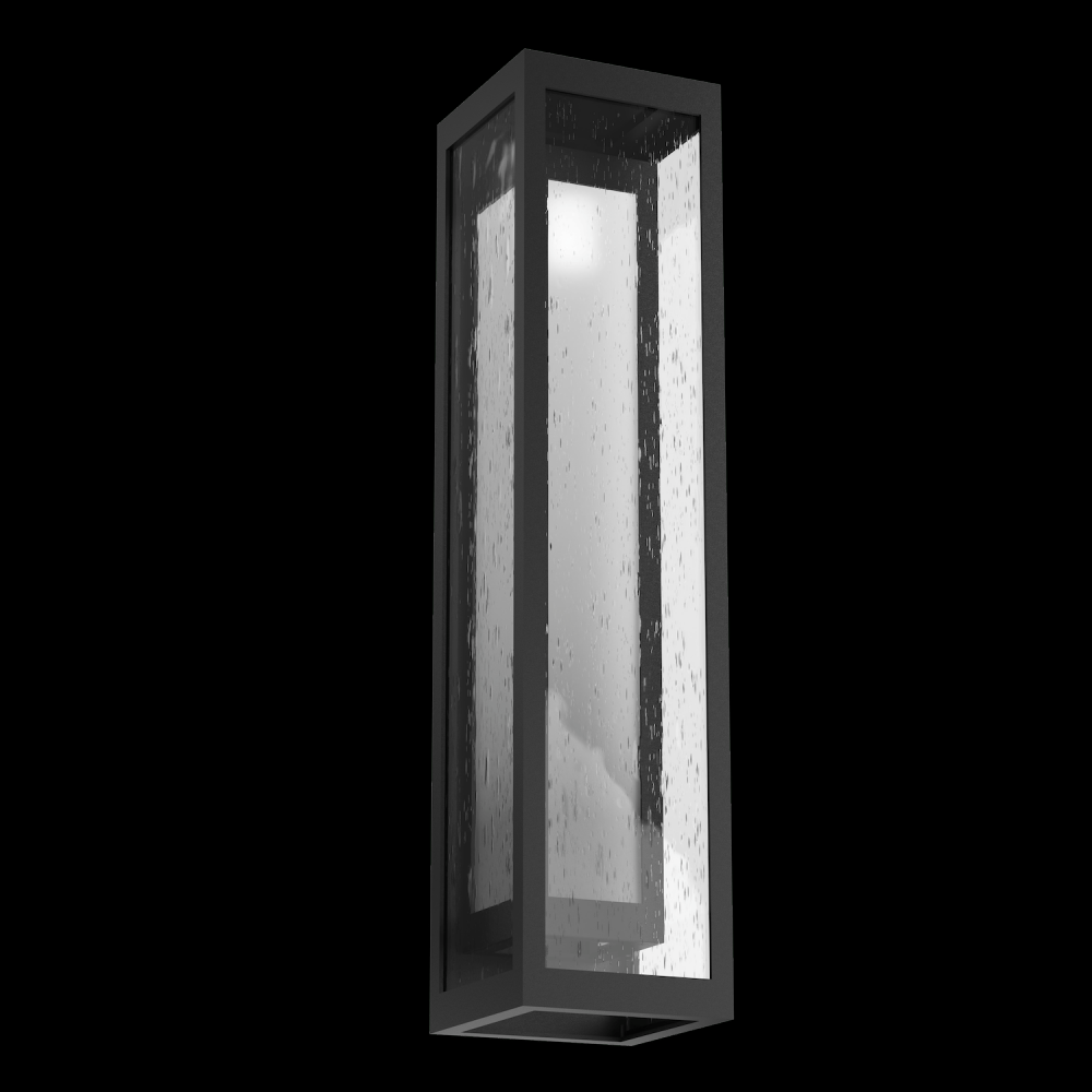 Outdoor Tall Double Box Cover Sconce with Glass-Textured Black-Glass
