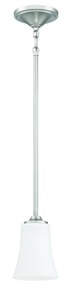 Gwyneth 1 Light Mini Pendant in Brushed Polished Nickel (White Glass)
