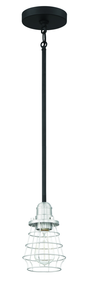 Thatcher 1 Light Mini Pendant in Flat Black/Brushed Polished Nickel