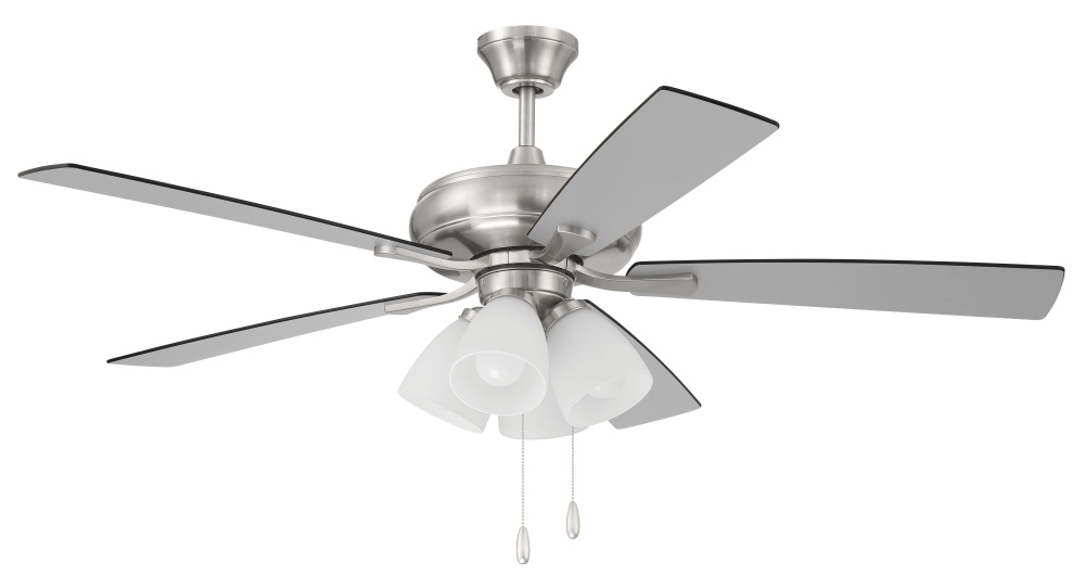 52&#34; Eos Frost 4 Light in Brushed Polished Nickel w/ Brushed Nickel/Greywood Blades