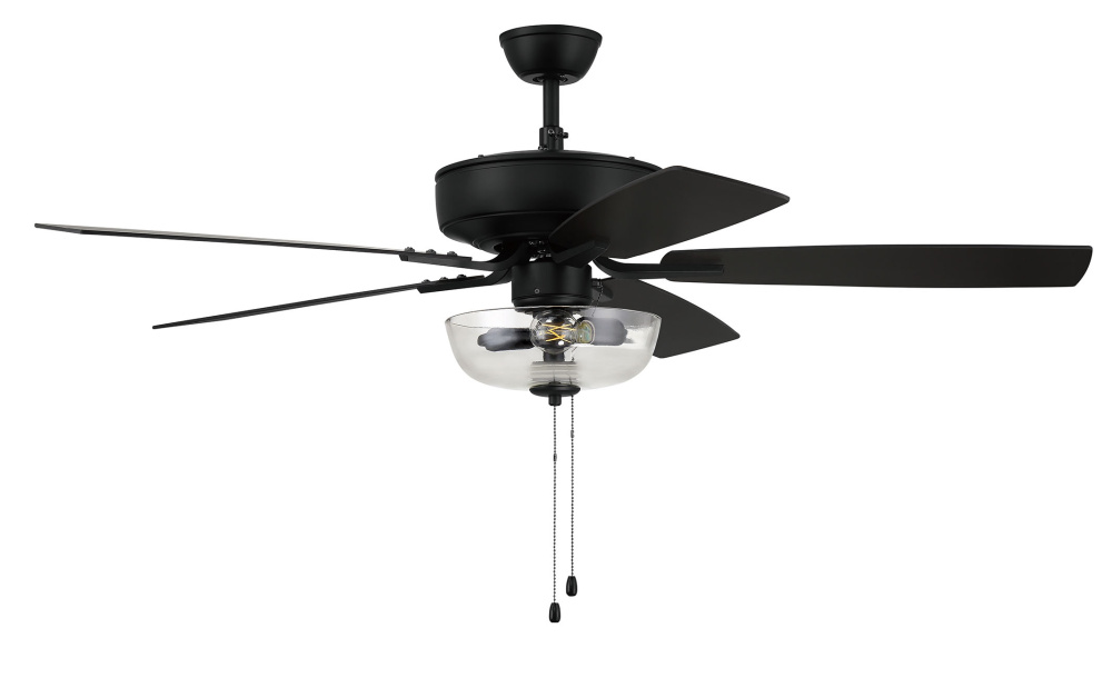 52&#34; Ceiling Fan w/Blades, Clear Bowl LED Light Kit