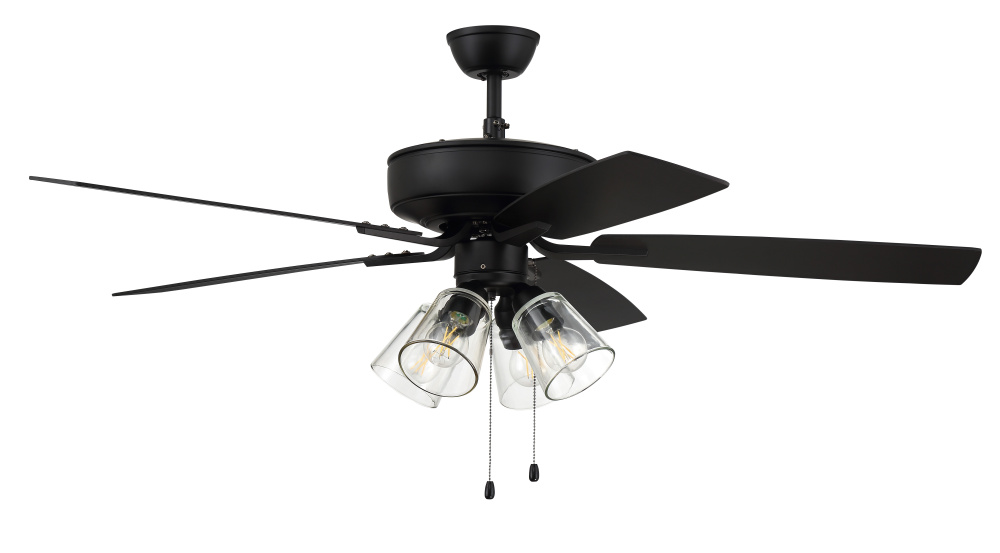 52&#34; Ceiling Fan w/Blades, 4 Clear Glass LED Lights