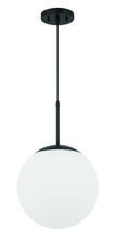 Craftmade 56892-FB-WG - Gaze 12" 1 Light Pendant in Flat Black, White Glass